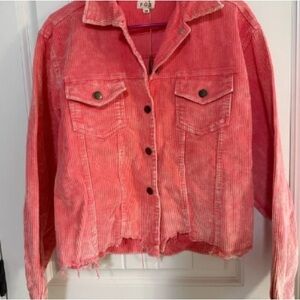 Women's Vibrant Pink Corduroy Jean Jacket